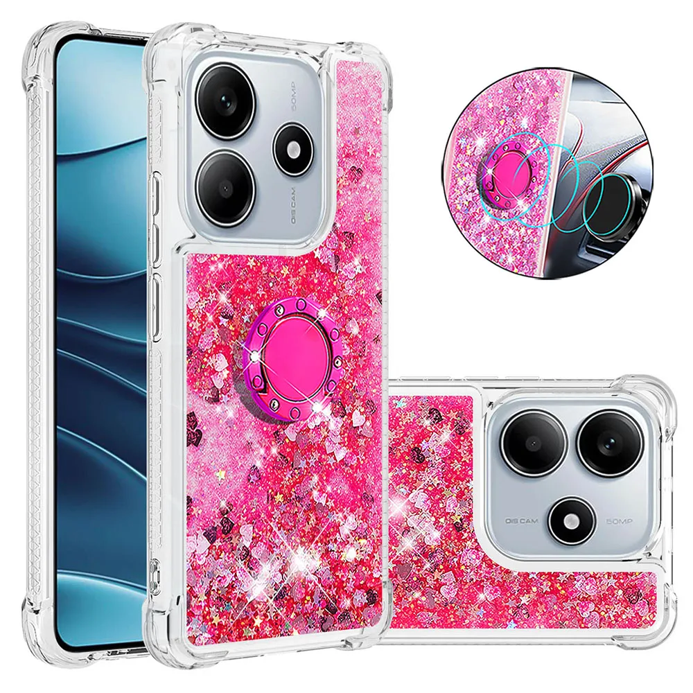Gradient Glitter Quicksand Case with Anti-Fall Ring Holder Stand