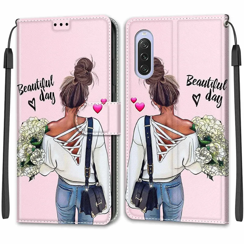 Flower Pattern Flip Case For SONY Xperia 10 V 10-5 Xperia10V 5-4 1 IV Xperia10 V Wallet Leather Phone Cases Stand Book Cover Bag