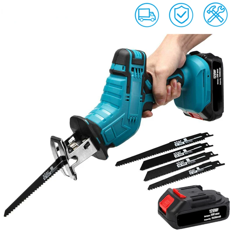 

Cordless Electric Reciprocating Saw Wood Metal Cutting Saw Lithium Battery Saber Saw Portable Saw Power Tool For Makita