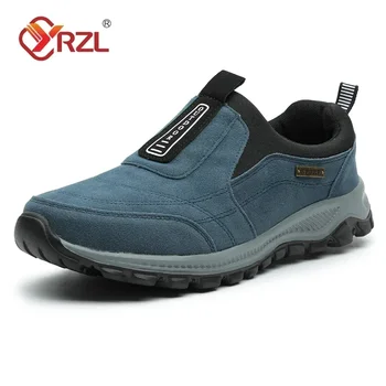 YRZL chaussures de randonnée en plein air hommes baskets sans lacet décontracté hommes chaussures respirant daim cuir chaussure anti-dérapant chaussures de marche chaussures 1