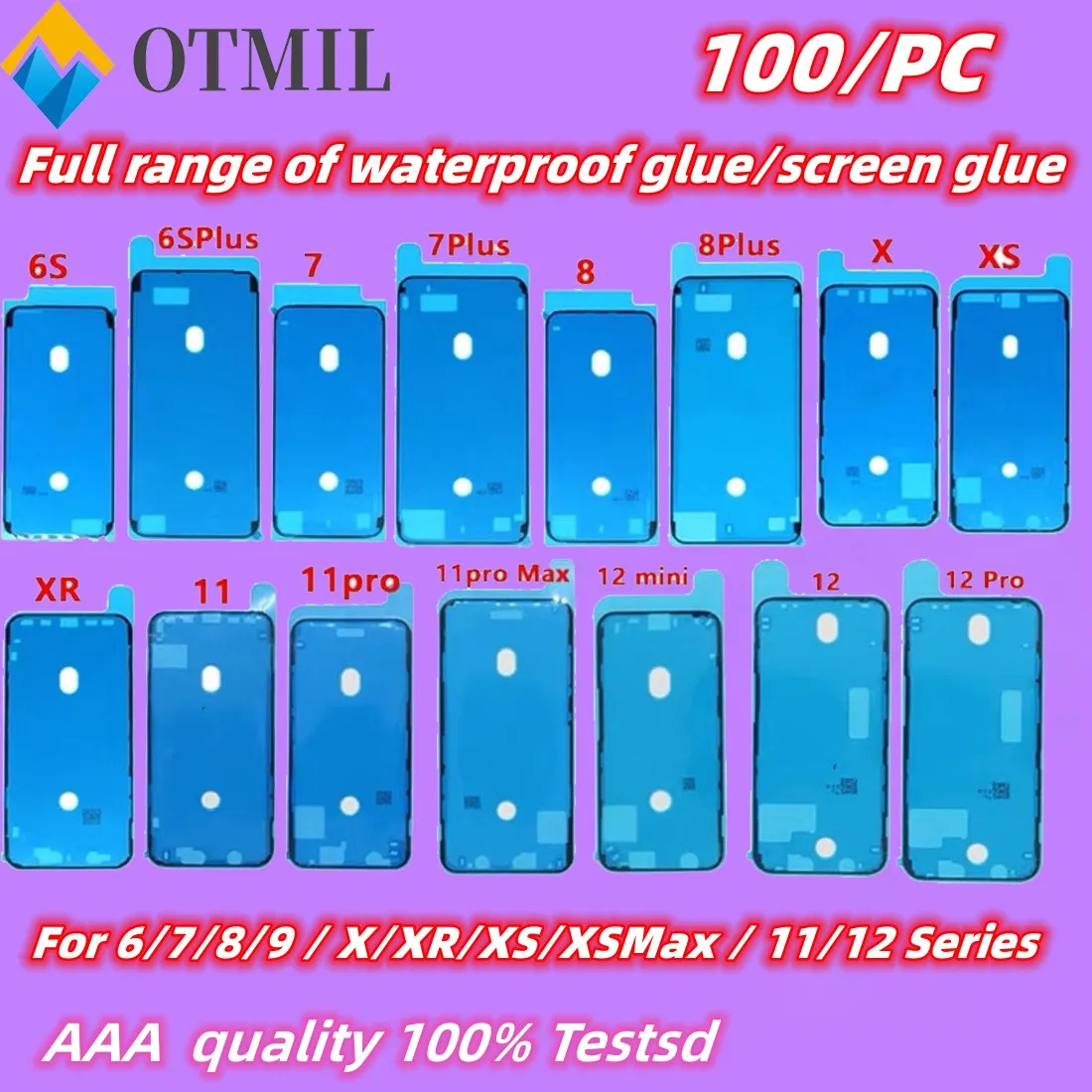 Adesivo 3m à Prova Dágua para Iphone 6s Plus x p xs Max xr 11 12 Xsm Adesivo Lcd Screen Frame Tape Repair Parts 100 Pcs - Image 5
