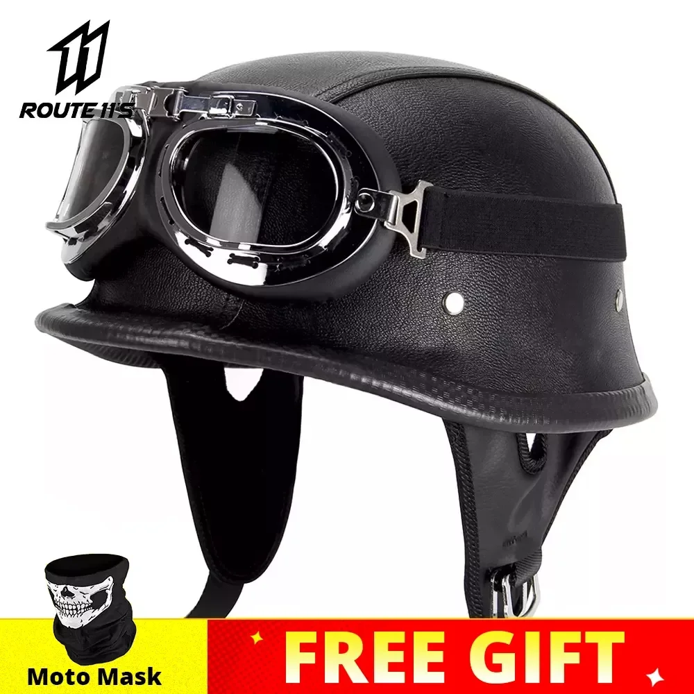 Motorhelm Lederen Helm Voor Motorfiets Zwarte Motorfiets Open Gezicht Half  Helm Retro Moto Helm Zomer Casco Moto Dot|Helmets| - AliExpress