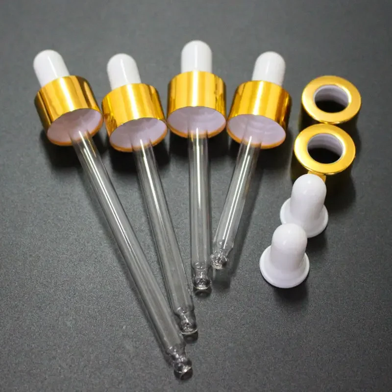 라텍스 헤드가 있는 알루미늄 스포이드 뚜껑 피펫, 에센셜 오일 병, 매치 5ml, 10ml, 15ml, 20ml, 30ml, 50ml, 100ml, 로트당 100 개