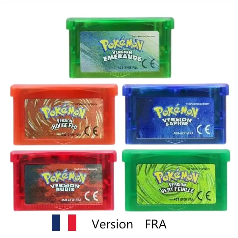 

Игровой картридж GBA, 32 бит, игровая консоль для видеоигр, карты Pokemon изумруд румяна, огненный синий Рубин версии Vert лист для GBA/NDS