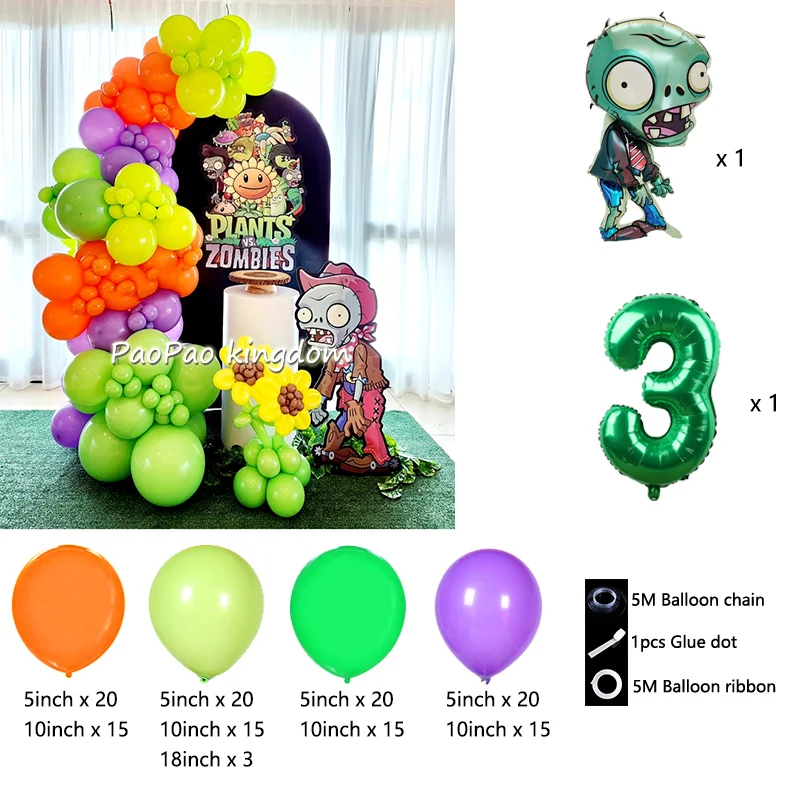 Plants Vs Zombies Balloon Arch Kit - Kids Party & Room Decoration Set