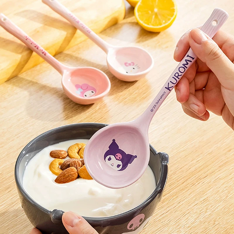 

Керамическая ложка для супа Sanrio, супер кавайная ложка с мультяшным рисунком, Детские Ложки для макаронных изделий