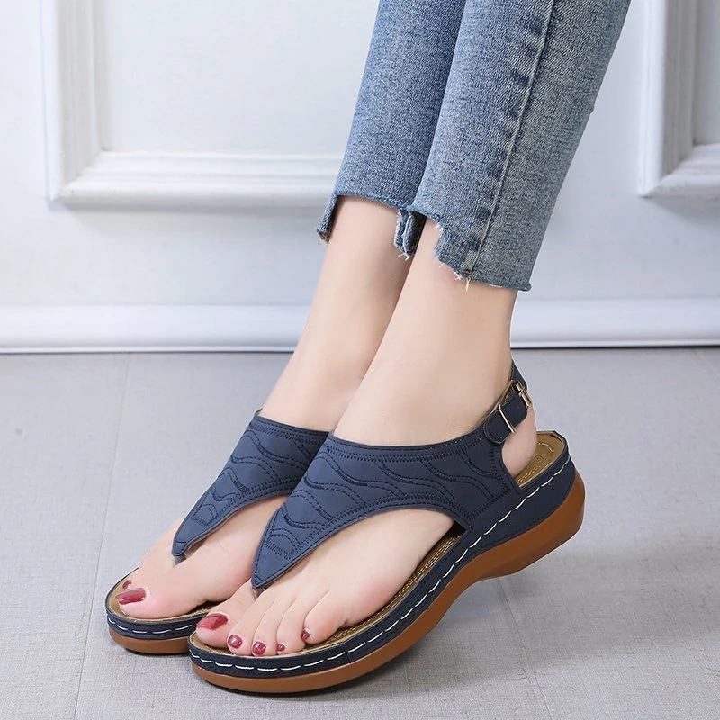 Summer Oxford Women Sandals Flats Slippers Pu Leather Flip Flops Belt Buckle Female Shoes 2025 New Rome Fashion Women Slides