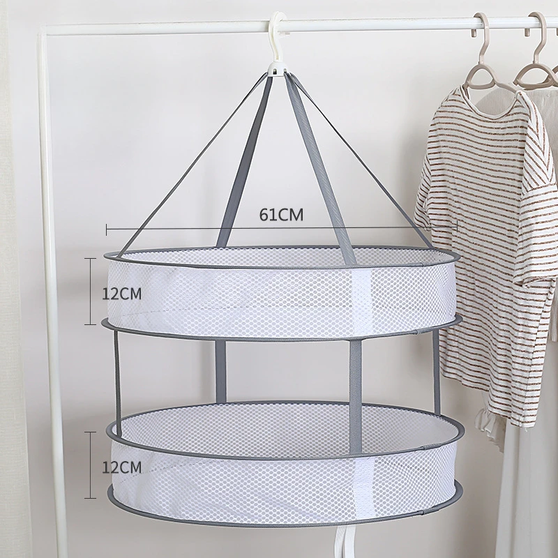 Foldable double-layer clothesline socks sweater socks artifact clothesline flat mesh bag clothesline drying net 1PC 1