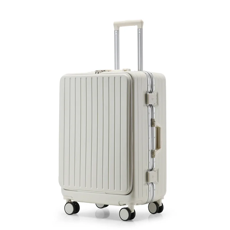 PLUENLI Multi-Functional Front Open Cover Aluminum Frame Luggage Portable Business Boarding Men's and Women's Trolley Suitcase