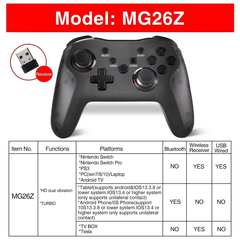 2.4G Wireless Gamepad Compatible Nintendo Switch Pro Console PC Game Controller For TV Box Andriod Phone For PS3 Tesla Joystick 
