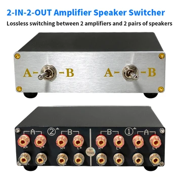 Selettore di Canali per Altoparlanti, Switcher Passivo da 2 Ingressi a 2 Uscite per Amplificatori, Senza Alimentazione, per Sistemi Audio Hi-Fi Home Theater