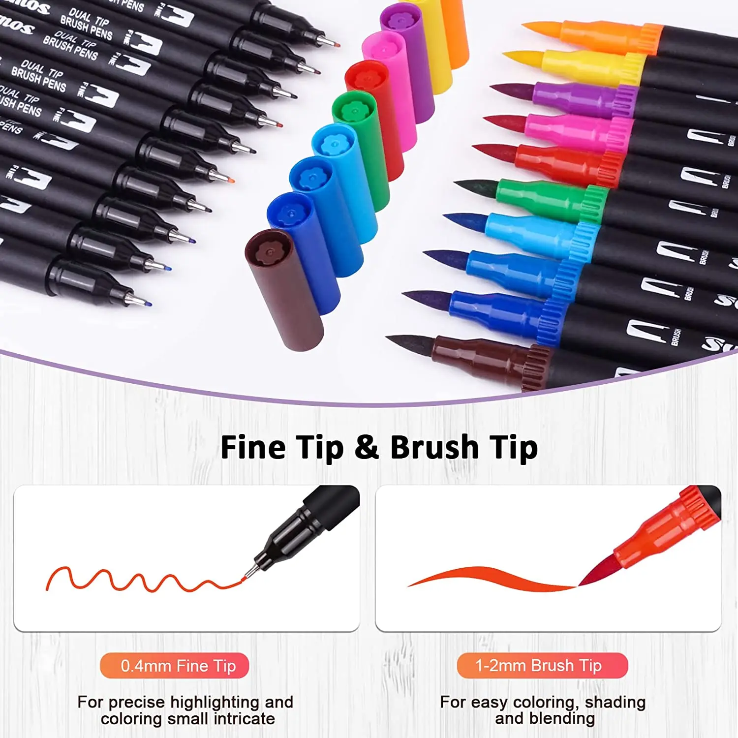 Dual Markers Brush Pens, 36 Fine Point Art Marker, Double Tip Colored Pen  for