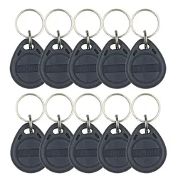 10pcs RFID Keychain Card Tags for Door Entry Access Control Management (Gray 10pc)
