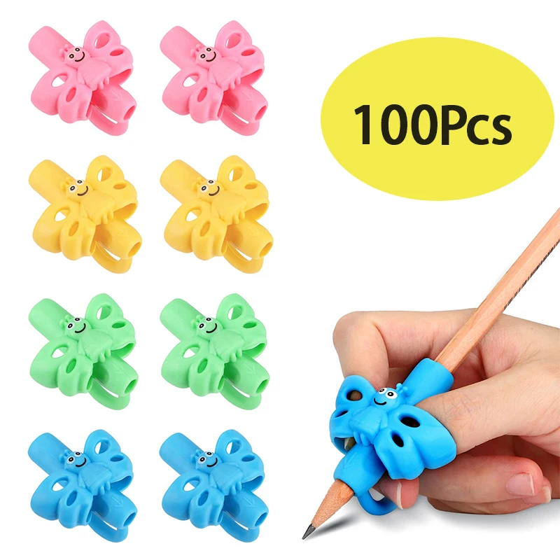 porte-stylo-en-silicone-pour-enfants-aide-a-l'ecriture-dispositif-de-posture-100-pieces