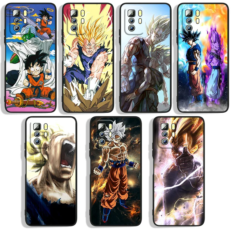 

Anime Goku D-Dragon Balls Phoen Case For Xiaomi Redmi Note 10 10S 10T 10ProMax 11 11S 11T 11E 12 Lite Pro Plus Black Cover Soft