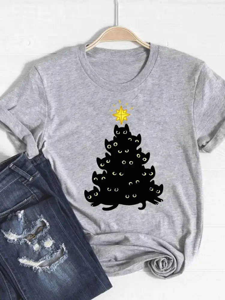 

Стильная Милая одежда 90-х, футболка с принтом, топ, модные Базовые Женские топы с коротким рукавом на новый год, футболка с графическим принтом на Рождество и с коротким рукавом