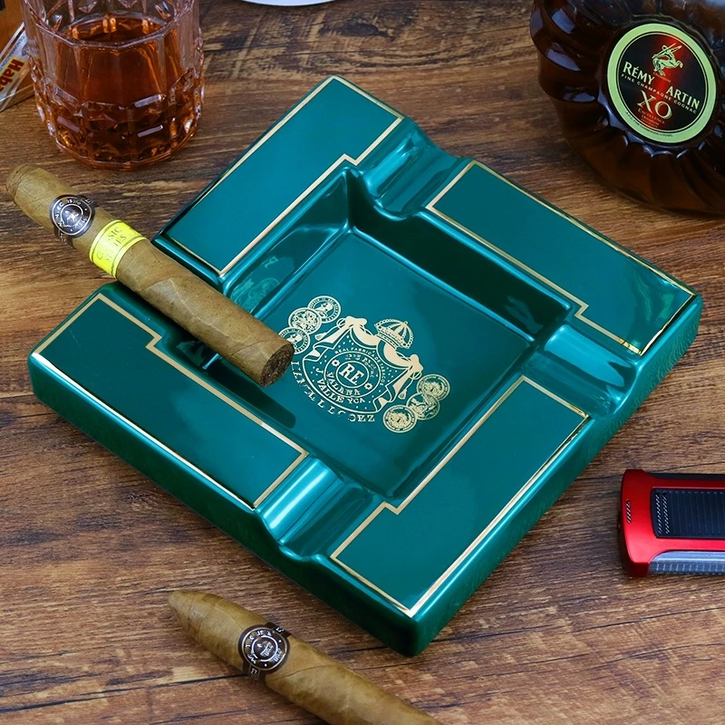 

Ceramic Cigar Ashtray Square Cigarette Ashtrays 4 Holder 1 Ash Slot Table Cigar Ash Tray Large Ashtray For Home With Box CA-002