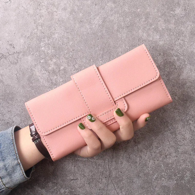 Fashion Korean version women's long wallet with wristband, large capacity multifunctional wallet, female RFID protection