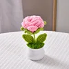 Flower Potted Crochet Rose Plant 5