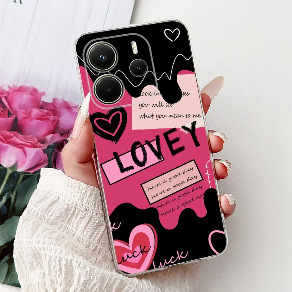 Clear Aesthetic Luxury Cute Cat & Floral Painted Soft Phone Case Cover