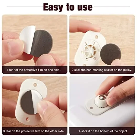 Self Adhesive Universal Wheels Casters 360 Degree Rotatable Ball Pulley Mini Swivel Casters Wheels For Small Furniture 4Pcs