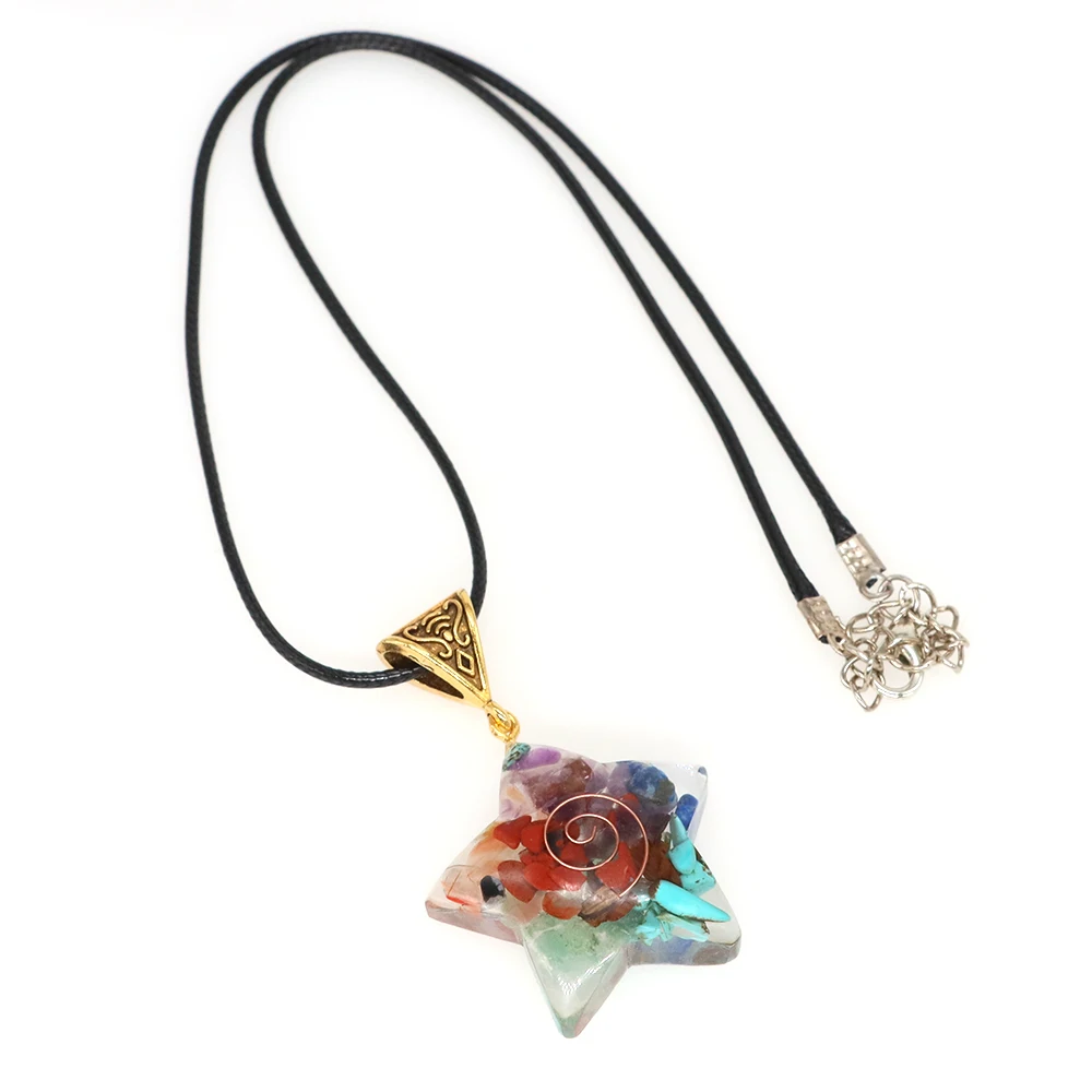 7 Chakra Reiki Healing Crystal Necklace Natural Orgone Energy Stone Pendant Pendulum Amulet Yoga Spiritual Jewelry for Men Women