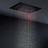 hm High Quality Ceiling Rain Shower System Set Bathroom Waterfall Rainfall LED Showe Head Panel Black Thermostatic Shower Faucet 3