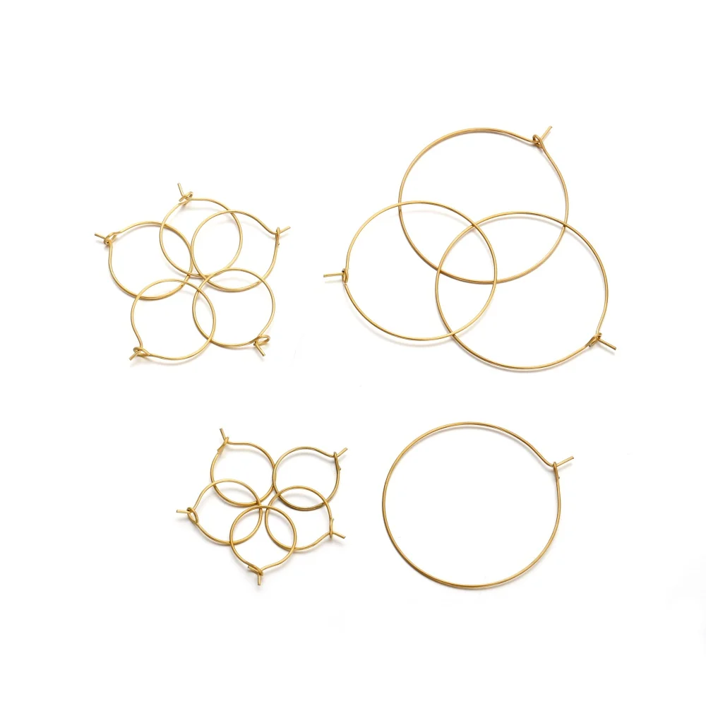 Gold Stainless Steel Large Circle Hoop Earrings - Premium DIY Jewelry Making Supplies (20 Pieces)
