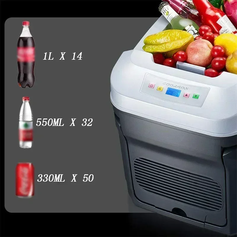 LED 스마트 디스플레이 미니 냉장고, 콜드 앤 웜 이중 목적 휴대용 야외 캠핑 냉장고, 음식 음료 쿨러, 35L