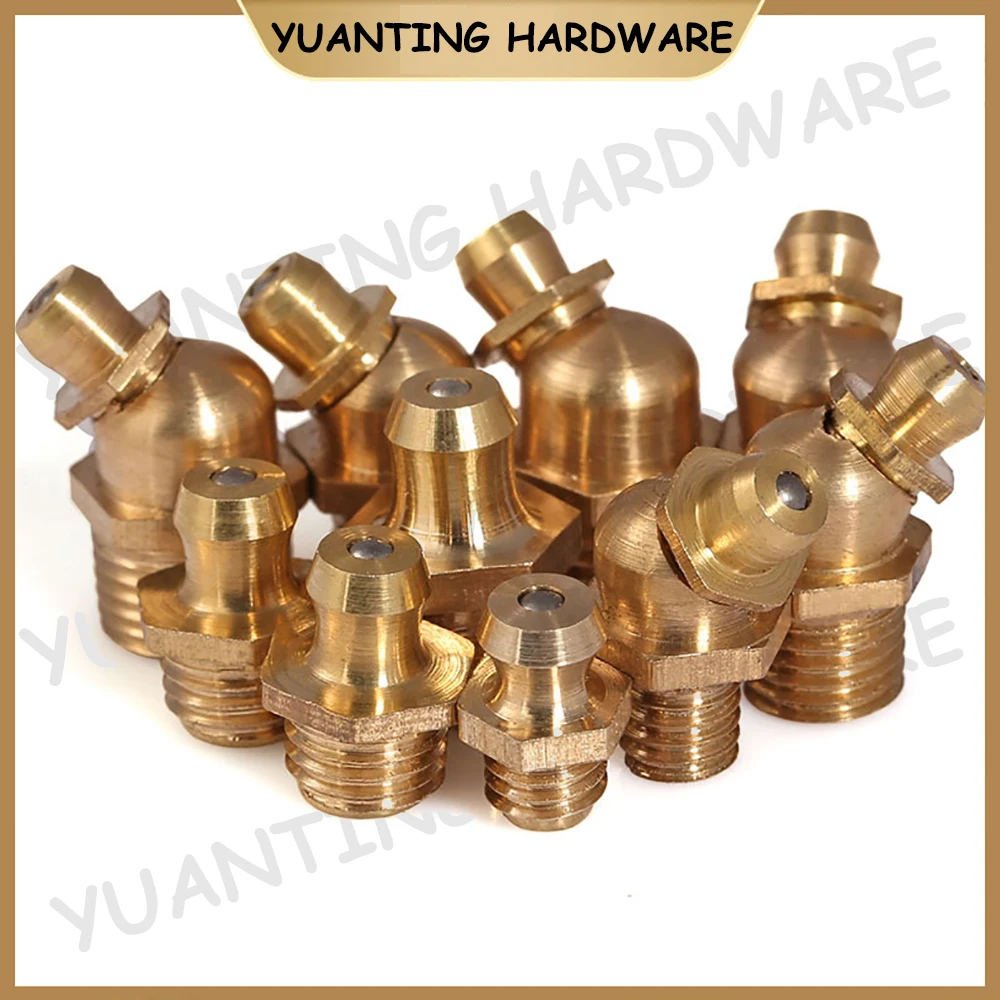 1 Stuk-5 Stuks 45 ° 90 ° Straight Npt Bsp Unf Messing Smerende Tepels Kegel Type Hydraulische koper Vet Nipple Fittings