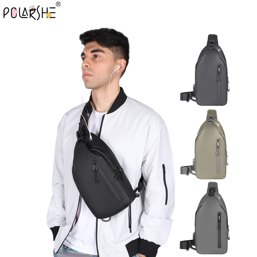 Men's Chest Bag Usb Charging Waist Bags Large Capacity Waterproof Lightweight Outdoor Chest Pack