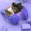 Cute Cat Ear Headphone Flash Light with Mic Control LED Stereo Music Helmet Phone Wireless Bluetooth Headset Holidays Gift 4