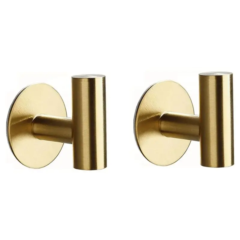 2pcs Wall Hook Stainless Steel Clothes Hanging Hooks Matte Black 3M Adhesive Key Robe Hanger Towel Holder for Bathroom Kitchen