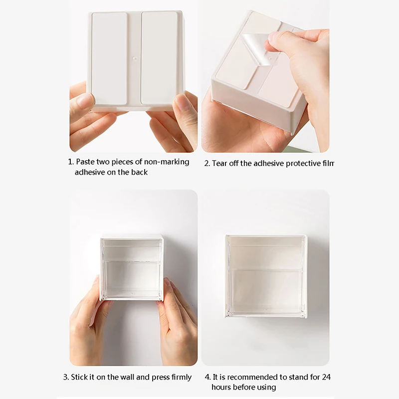 Description Picture 6 of itemPlastic Wall Mounted Storage Boxes Dustproof Bathroom Organizer Cotton Swabs Makeup Stoarge Organizers Home Storage Organization