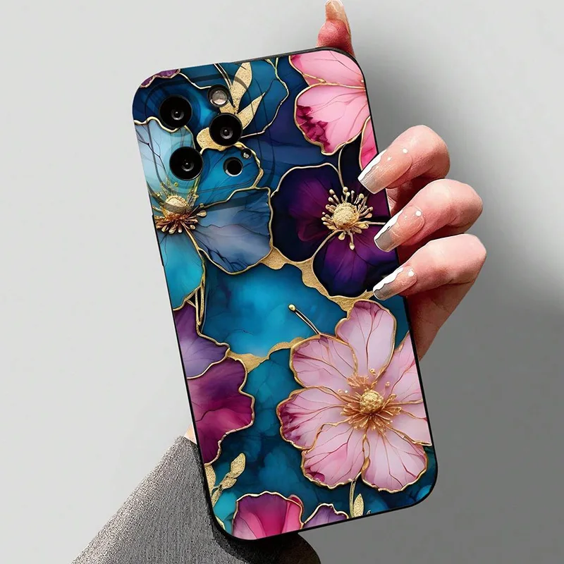Vintage Floral Pattern Phone Case For Samsung Galaxy S26 S25 Ultra S24 FE S23 Plus S22 S21 A56 A36 A15 A55 A35 A54 A34 A53Cover
