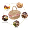 Handwoven Rattan Picnic Basket Storage Baskets Wicker Weaving Basket Bread Tray Fruit Basket Vegetable Basket Home Storage 5