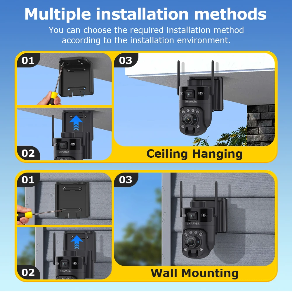 كاميرا SHIWOJIA 6K 4G SIM تعمل بالبطارية الشمسية