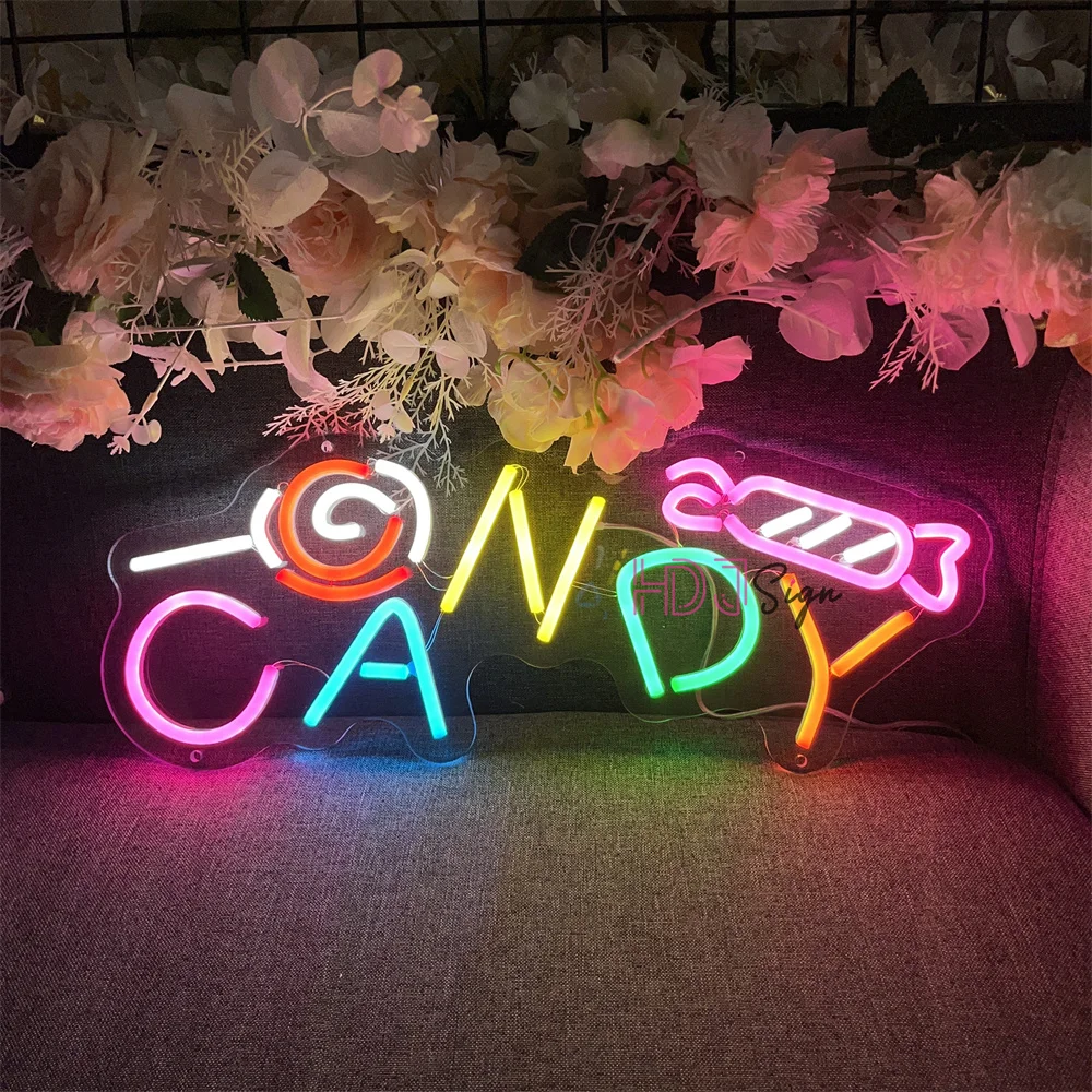 LED Neon Sign Candy Neon Light Sign Wall Decoration for Store Room Party Decor Kids Birthday Gift Night Neon Lamp