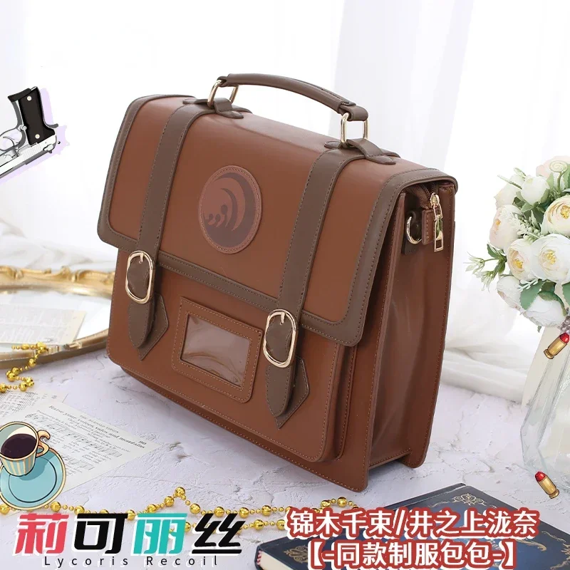 

In Stock Anime Lycoris Recoil Nishikigi Chisato Cosplay PU Satchel Bag Fashion School Campus Backpack Canvas Messenger Bag