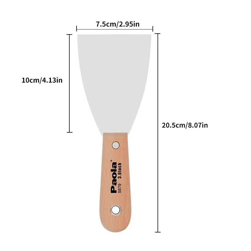 Paola wood handle putty knife 3-inch stainless steel scraper cleaning scraper 2