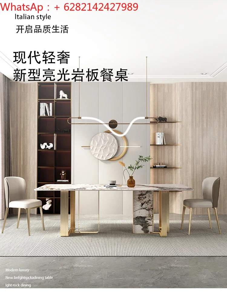 

Стол-тарелка в итальянском стиле, современный простой стиль, роскошная вилла, большой семейный дизайнерский мраморный квадратный стол и стулья, под заказ