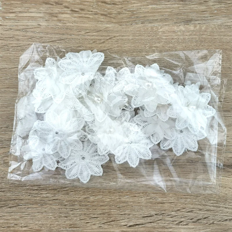(17 Flowers/roll) 5cm Width 4 Colors Lace Chiffon Flowers Home Decoration Clothing Accessories Handmade DIY Crafts Lace