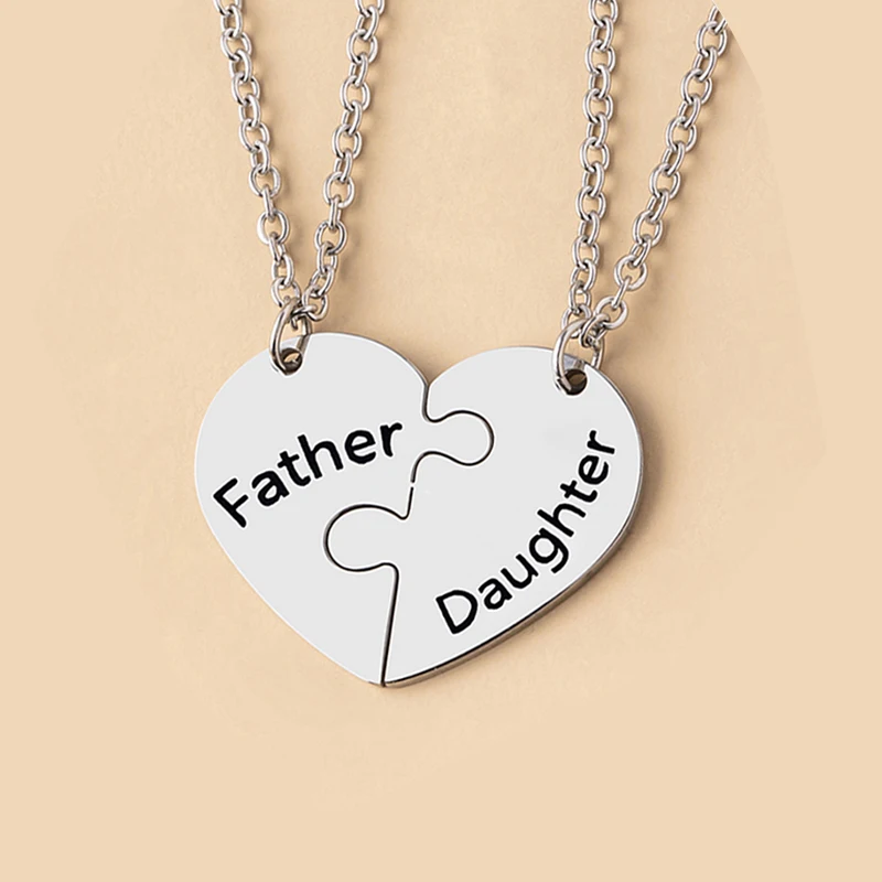 Set di 2 collane coordinate con cuore per madre e padre, regalo per la festa della mamma, papà, Natale, regalo per mamma, figlia, regalo di compleanno del figlio, 3cm*2.5cm, Acciaio inossidabile