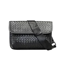 

Fashion Small Weave Men Bags Shoulder Crossbody Vintage Leather Messenger Bag For Male Single Man Shoulder Bag Sling Backpack
