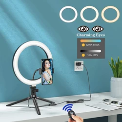 26/33cm LED Selfie Ring Light Fill Lamp Remote Control Photography Lighting with 50cm Tripod for Tiktok Youtube Live Video Lamps