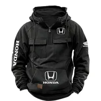 Sweat à capuche rétro Honda pour homme, automne et hiver, avec fermeture éclair, multi-poches, style streetwear, décontracté, sport et loisirs 6