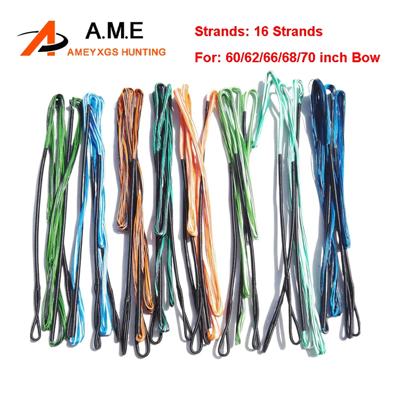 Archery Bowstring 16 Strands Replacement String for 60/62/66/68/70inch Traditional Recurve Longbow Hunting Target Shooting