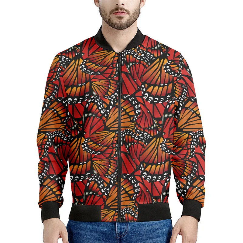 thumbnail image 1 of Chaqueta con estampado 3D de mariposas e insectos para hombre, ropa holgada, sudadera, chaqueta bomber informal con cremallera, tops de calle, 1 of 5