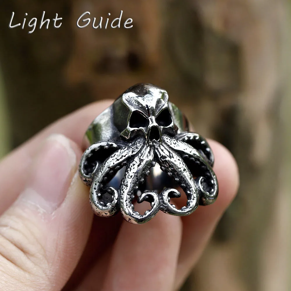 

2022 NEW Men's 316L stainless-steel rings Retro Charm Octopus Skull Ring gothic punk animal fashion Jewelry Gifts free shipping