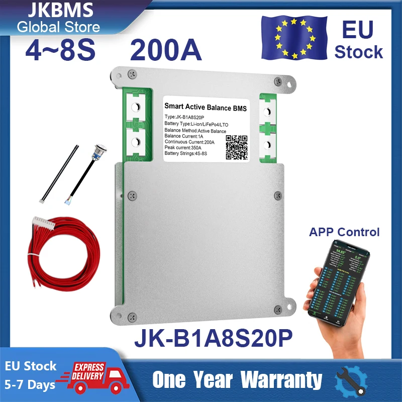 

Smart JIKONG BMS Active Balance BMS 3S 4S 5S 6S 7S 8S 12V 24V 200A BMS For Li-ion Lifepo4 Battery Balancing Board Bluetooth BT